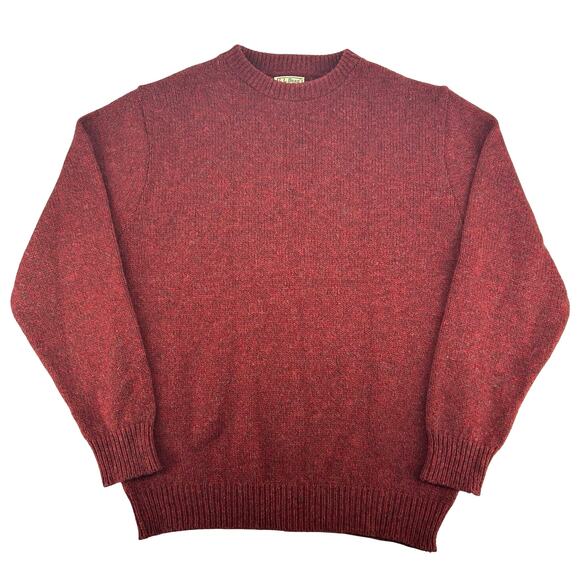 Vintage 90s Men's Red L.L. Bean Classic Ragg Wool Knitted Crewneck Sweater LT
